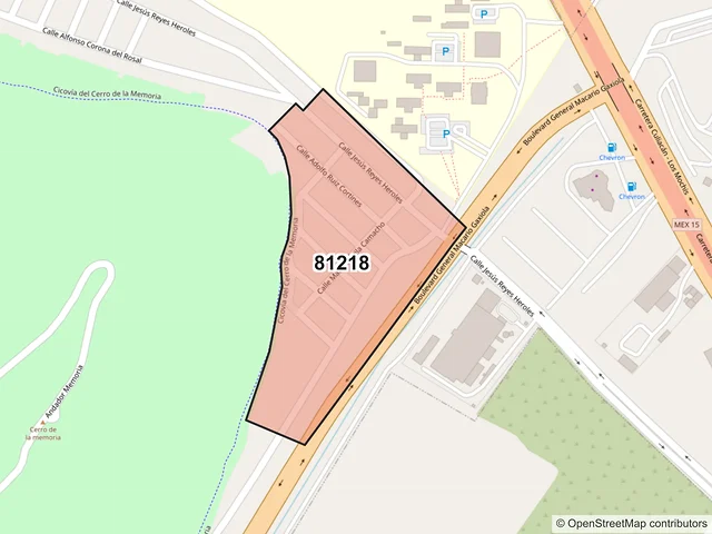 Mapa del código postal 81218, Los Mochis, Sinaloa
