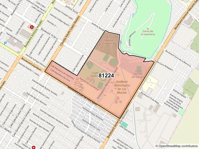 Mapa del código postal 81224, Los Mochis, Sinaloa