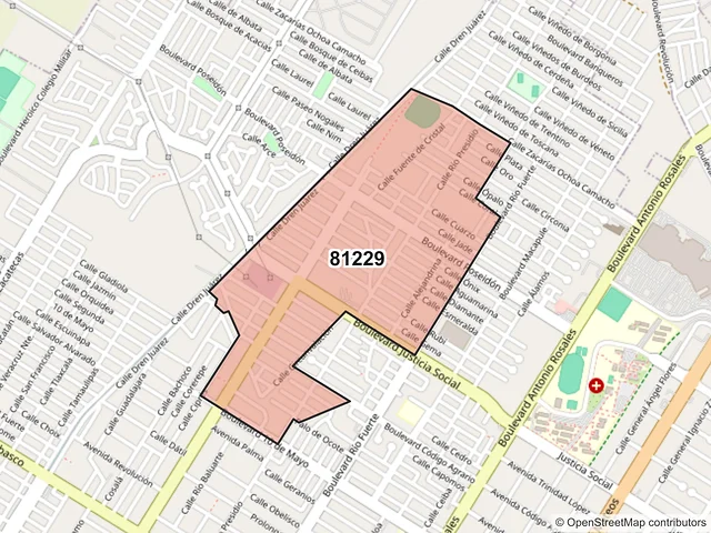 Mapa del código postal 81229, Los Mochis, Sinaloa