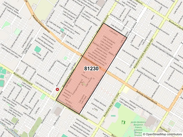 Mapa del código postal 81230, Los Mochis, Sinaloa