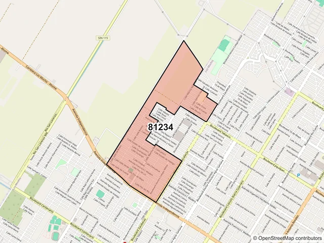 Mapa del código postal 81234, Los Mochis, Sinaloa