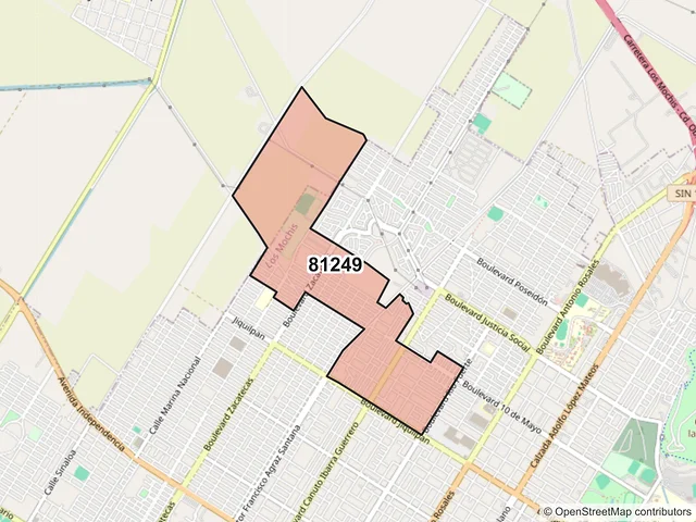 Mapa del código postal 81249, Los Mochis, Sinaloa