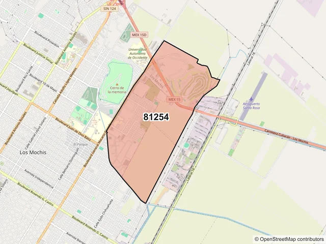 Mapa del código postal 81254, Los Mochis, Sinaloa