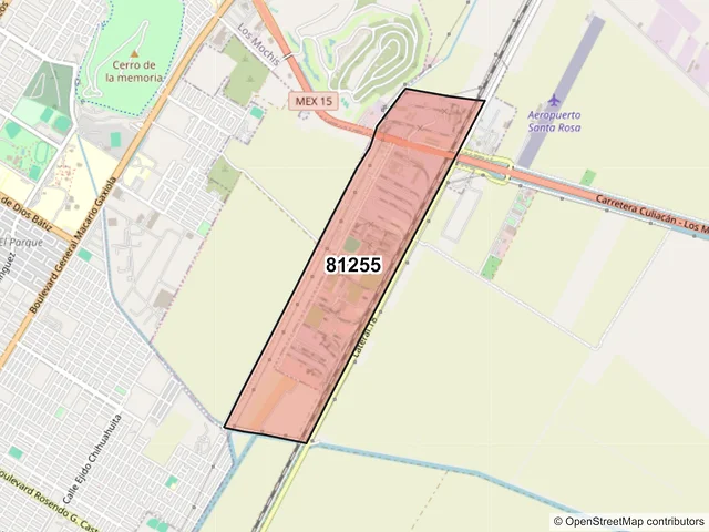 Mapa del código postal 81255, Los Mochis, Sinaloa