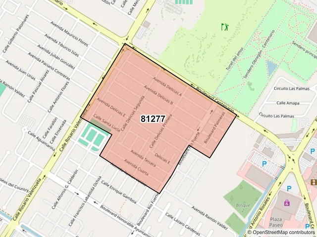 Mapa del código postal 81277, Los Mochis, Sinaloa