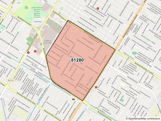 Mapa del código postal 81280, Los Mochis, Sinaloa