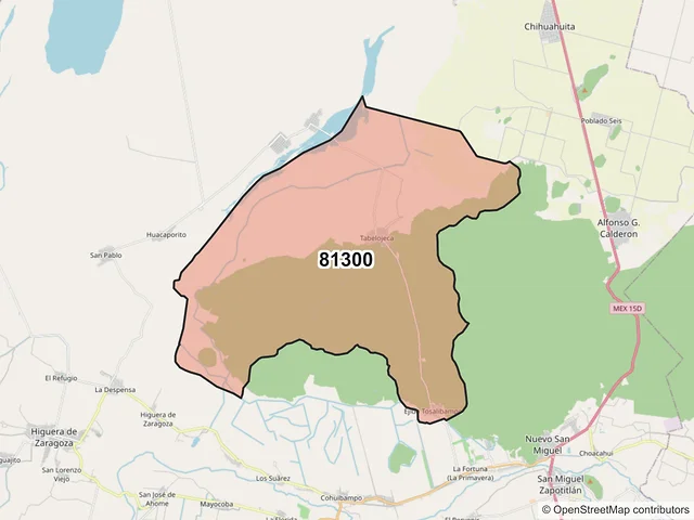 Mapa del código postal 81300, Ahome, Sinaloa