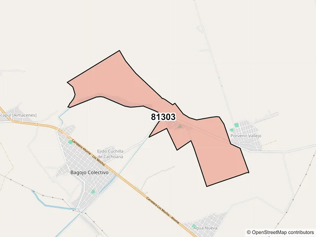 Mapa del código postal 81303, Ahome, Sinaloa