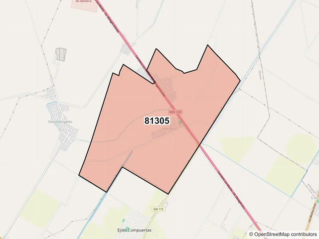 Mapa del código postal 81305, Ahome, Sinaloa