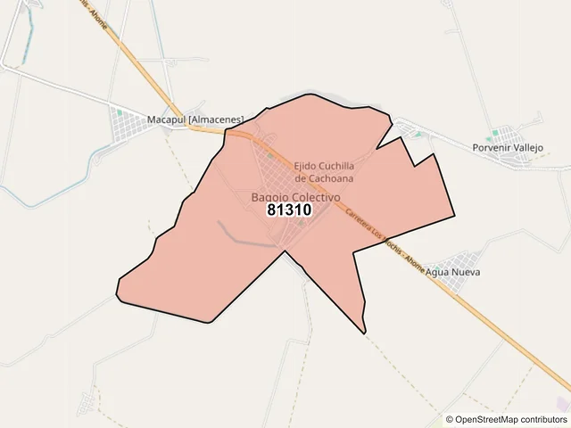 Mapa del código postal 81310, Ahome, Sinaloa