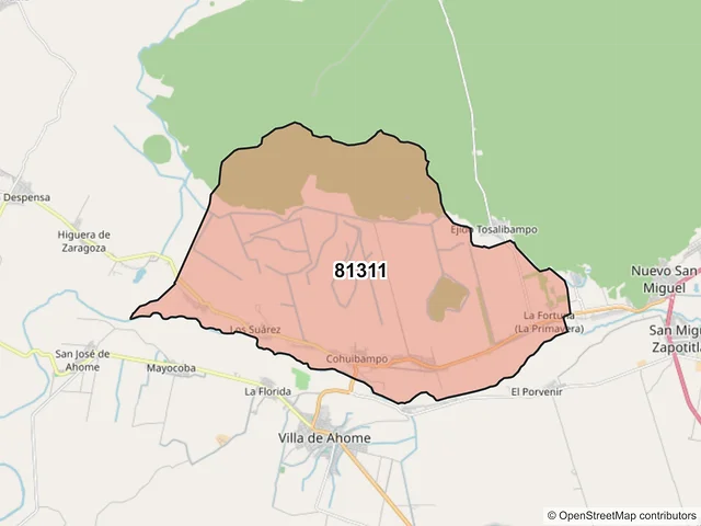 Mapa del código postal 81311, Ahome, Sinaloa