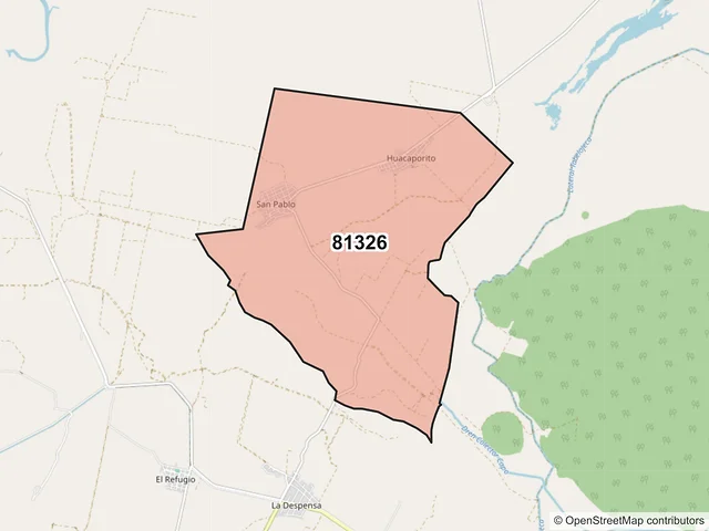 Mapa del código postal 81326, Ahome, Sinaloa