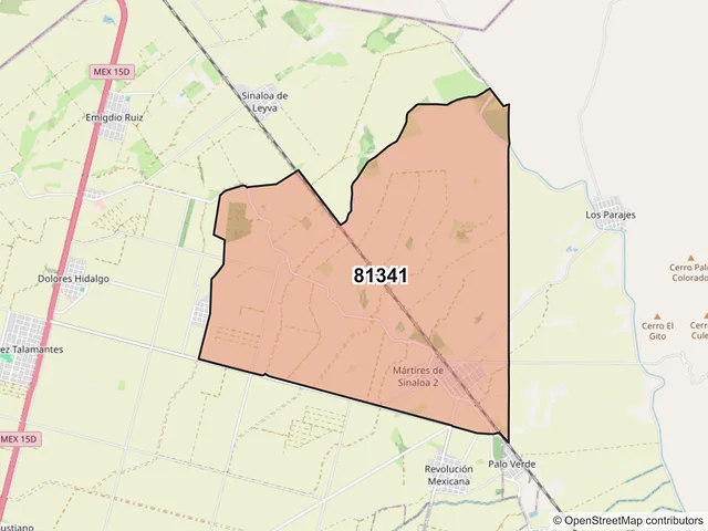 Mapa del código postal 81341, Ahome, Sinaloa