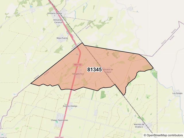 Mapa del código postal 81345, Ahome, Sinaloa
