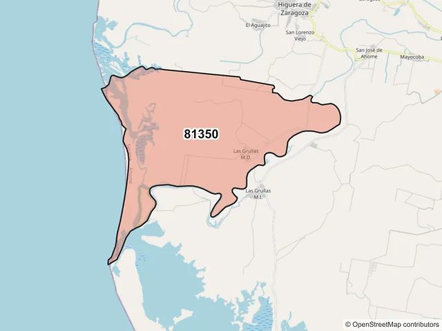Mapa del código postal 81350, Ahome, Sinaloa