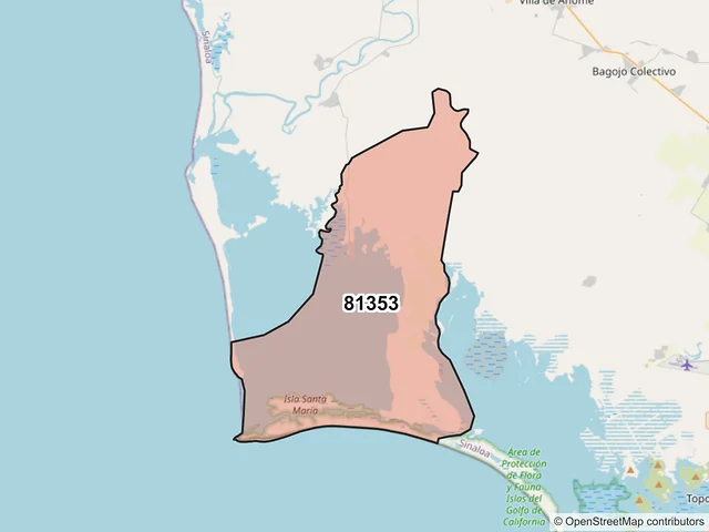 Mapa del código postal 81353, Ahome, Sinaloa