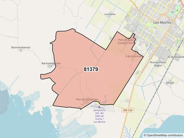 Mapa del código postal 81379, Ahome, Sinaloa