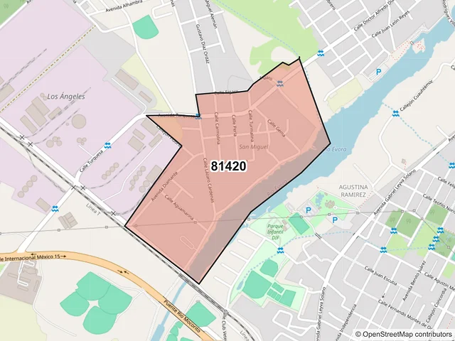 Mapa del código postal 81420, Guamúchil, Sinaloa