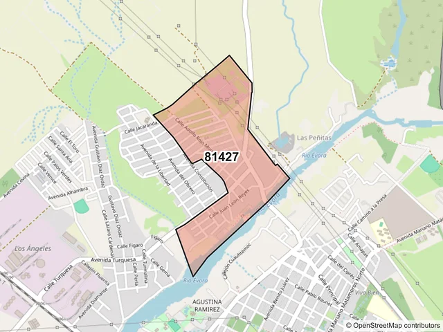 Mapa del código postal 81427, Guamúchil, Sinaloa