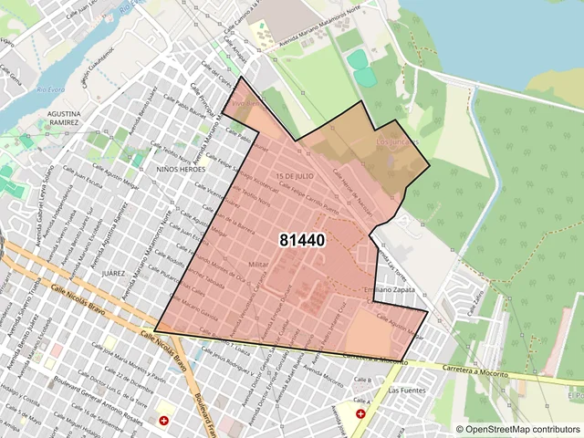 Mapa del código postal 81440, Guamúchil, Sinaloa
