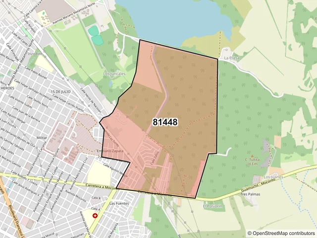Mapa del código postal 81448, Guamúchil, Sinaloa