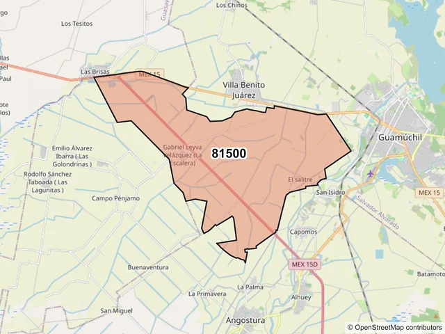 Mapa del código postal 81500, Salvador Alvarado, Sinaloa