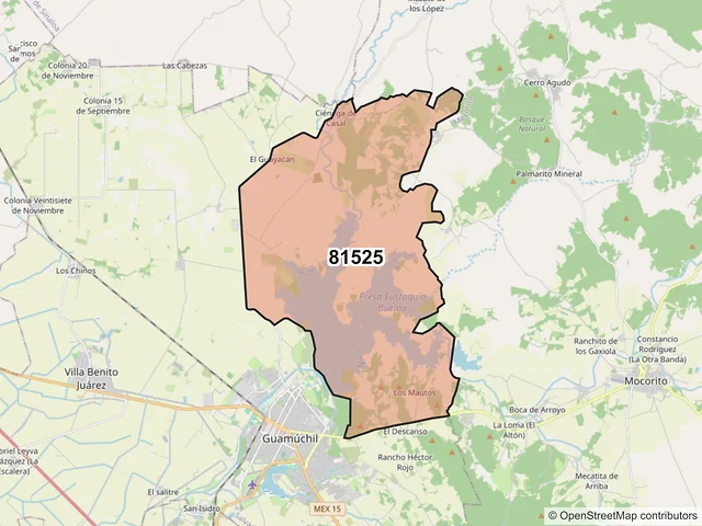 Mapa del código postal 81525, Salvador Alvarado, Sinaloa