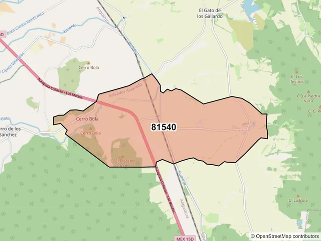 Mapa del código postal 81540, Salvador Alvarado, Sinaloa