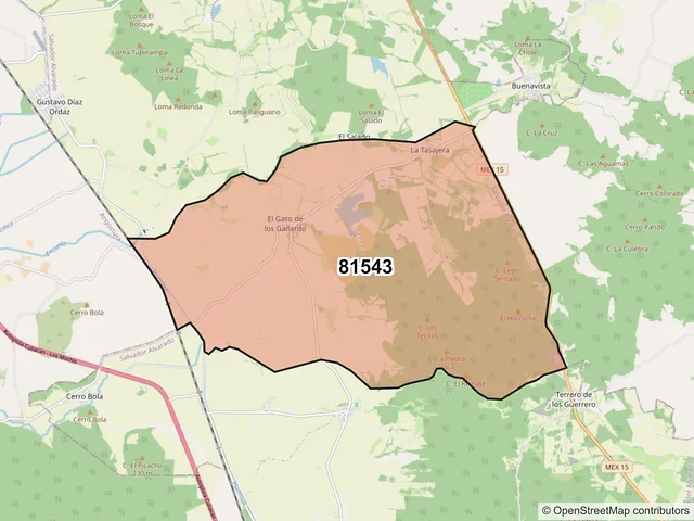 Mapa del código postal 81543, Salvador Alvarado, Sinaloa