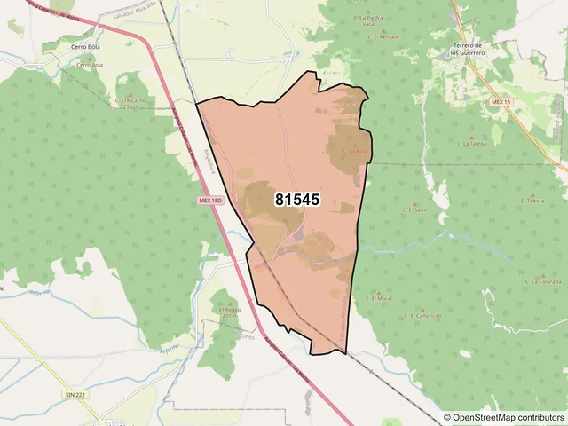 Mapa del código postal 81545, Salvador Alvarado, Sinaloa