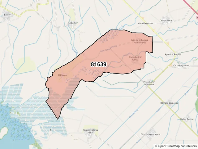 Mapa del código postal 81639, Angostura, Sinaloa