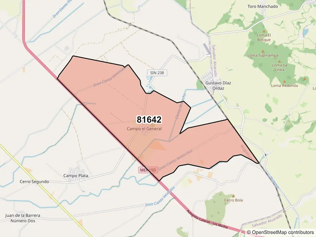 Mapa del código postal 81642, Angostura, Sinaloa