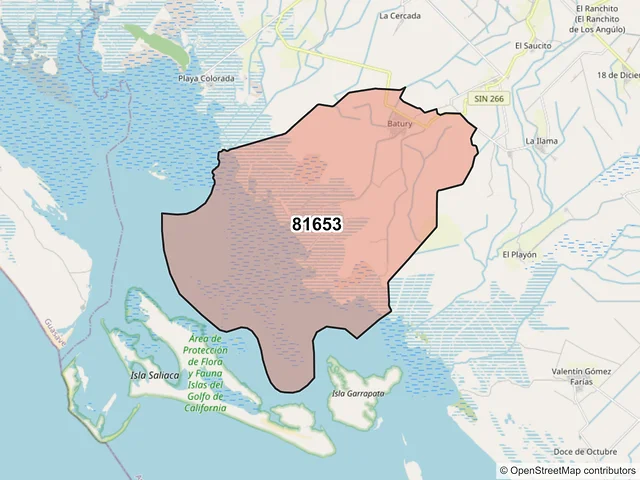 Mapa del código postal 81653, Angostura, Sinaloa