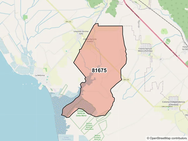 Mapa del código postal 81675, Angostura, Sinaloa
