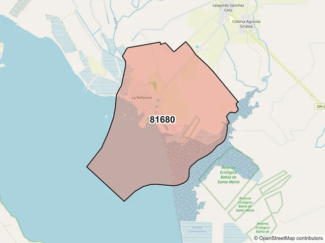 Mapa del código postal 81680, Angostura, Sinaloa