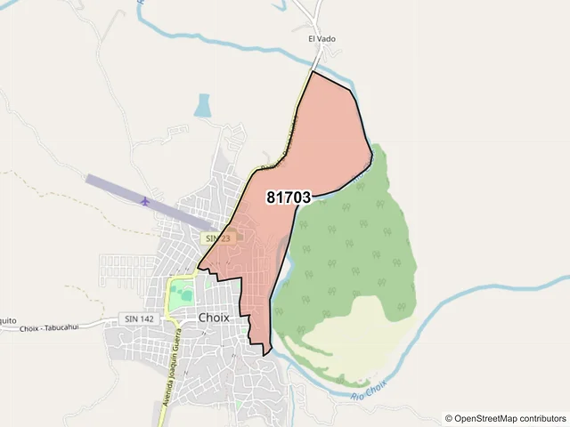 Mapa del código postal 81703, Choix, Sinaloa