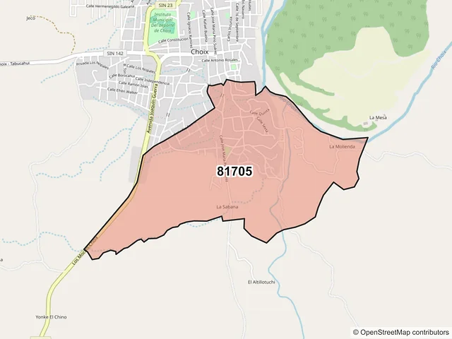 Mapa del código postal 81705, Choix, Sinaloa