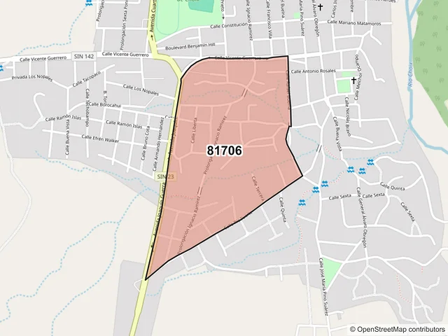 Mapa del código postal 81706, Choix, Sinaloa