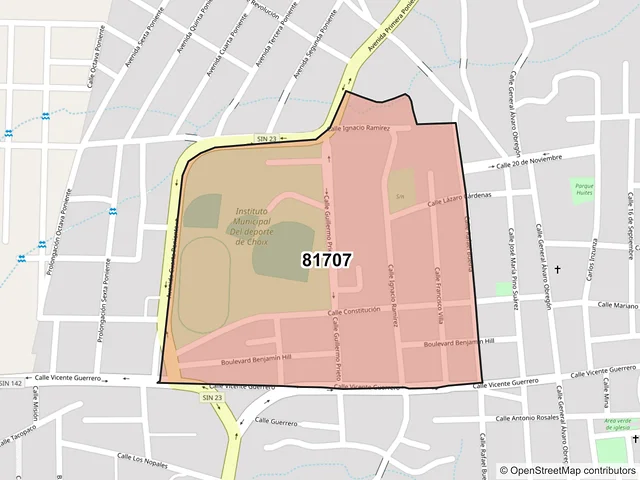 Mapa del código postal 81707, Choix, Sinaloa