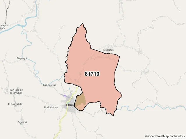 Mapa del código postal 81710, Choix, Sinaloa