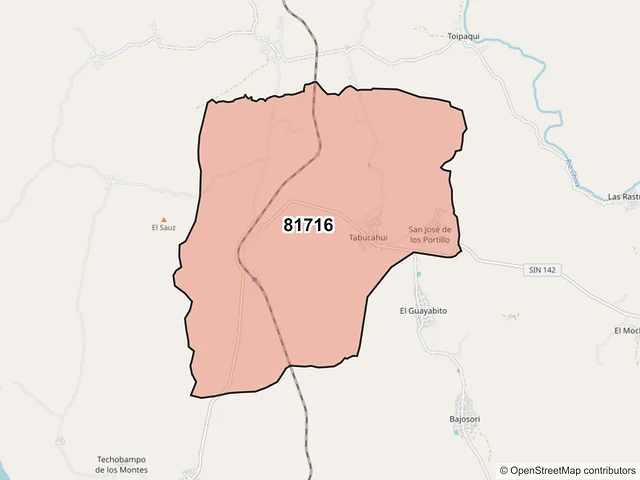 Mapa del código postal 81716, Choix, Sinaloa