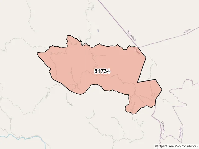 Mapa del código postal 81734, Choix, Sinaloa