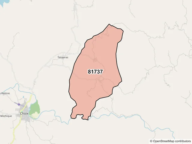 Mapa del código postal 81737, Choix, Sinaloa