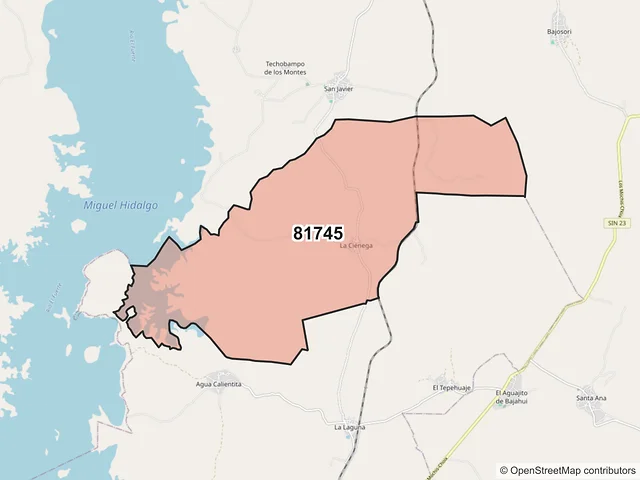 Mapa del código postal 81745, Choix, Sinaloa