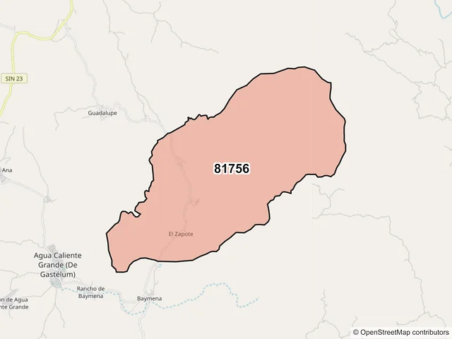 Mapa del código postal 81756, Choix, Sinaloa