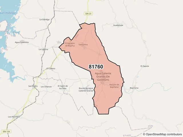 Mapa del código postal 81760, Choix, Sinaloa