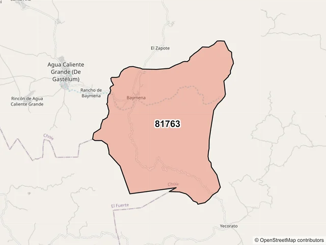 Mapa del código postal 81763, Choix, Sinaloa