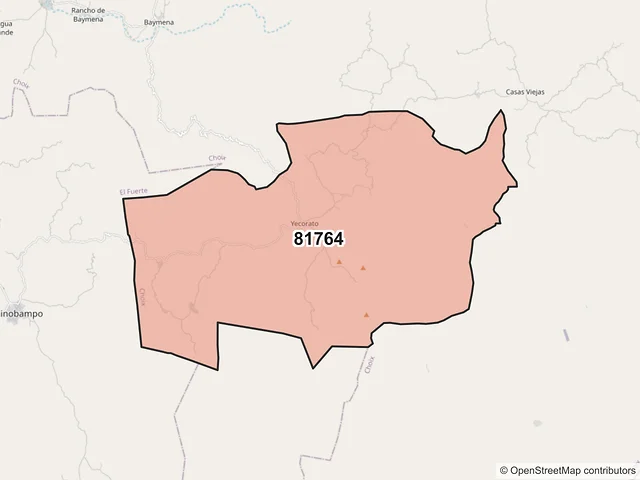 Mapa del código postal 81764, Choix, Sinaloa