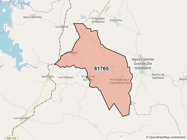 Mapa del código postal 81765, Choix, Sinaloa
