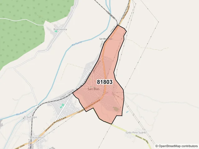 Mapa del código postal 81803, El Fuerte, Sinaloa